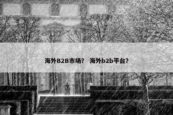 海外B2B市场？ 海外b2b平台？
