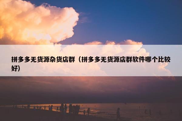 拼多多无货源杂货店群（拼多多无货源店群软件哪个比较好）