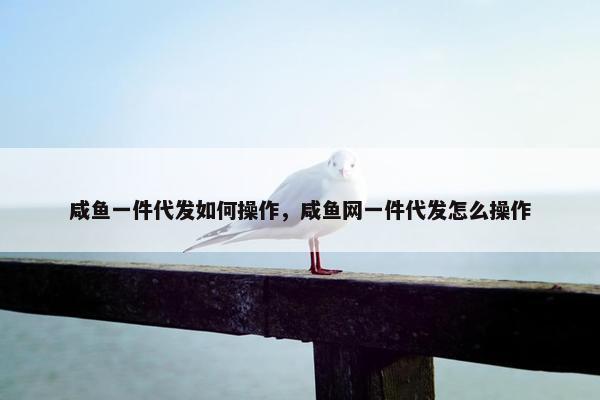咸鱼一件代发如何操作，咸鱼网一件代发怎么操作