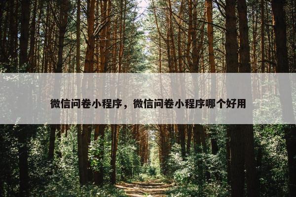 微信问卷小程序，微信问卷小程序哪个好用