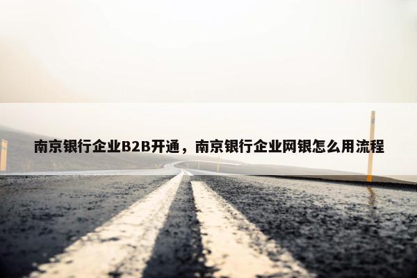 南京银行企业B2B开通，南京银行企业网银怎么用流程