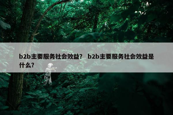 b2b主要服务社会效益？ b2b主要服务社会效益是什么？