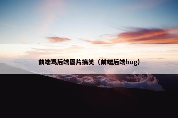 前端骂后端图片搞笑（前端后端bug）