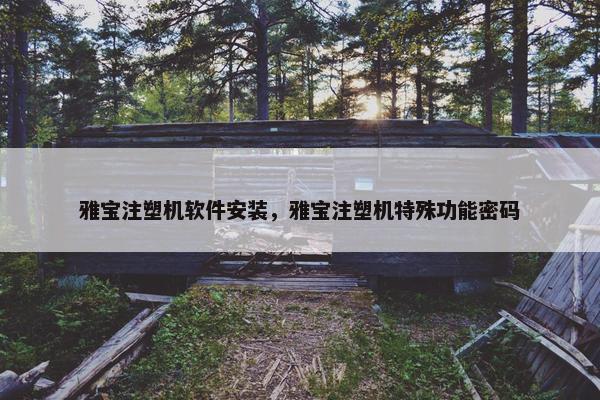 雅宝注塑机软件安装，雅宝注塑机特殊功能密码