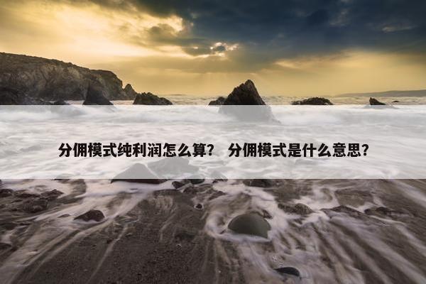 分佣模式纯利润怎么算？ 分佣模式是什么意思？