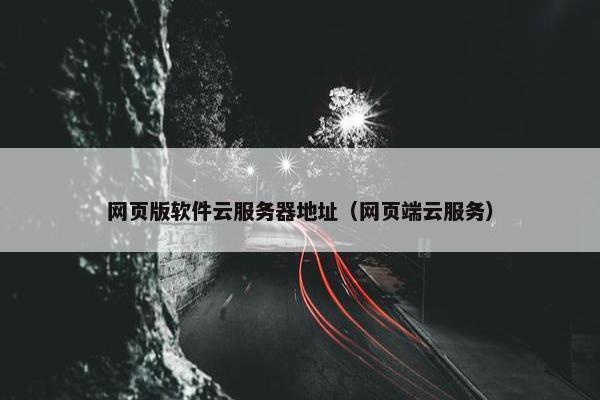 网页版软件云服务器地址（网页端云服务）