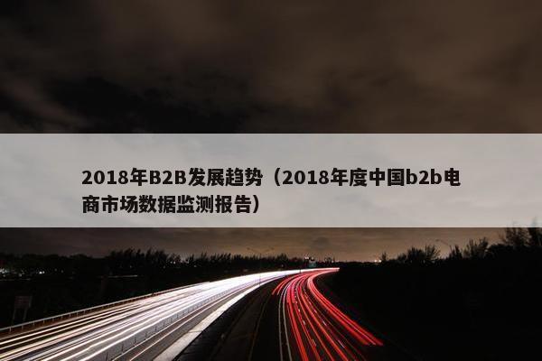 2018年B2B发展趋势（2018年度中国b2b电商市场数据监测报告）