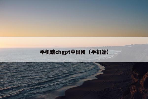 手机端chgpt中国用（手机端）