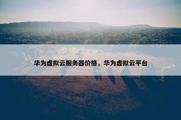 华为虚拟云服务器价格，华为虚拟云平台