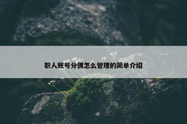 职人账号分佣怎么管理的简单介绍