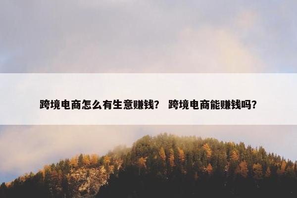 跨境电商怎么有生意赚钱？ 跨境电商能赚钱吗？