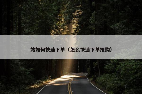 站如何快速下单（怎么快速下单抢购）