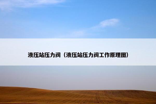 液压站压力阀（液压站压力阀工作原理图）