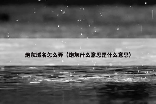 炮灰域名怎么弄（炮灰什么意思是什么意思）