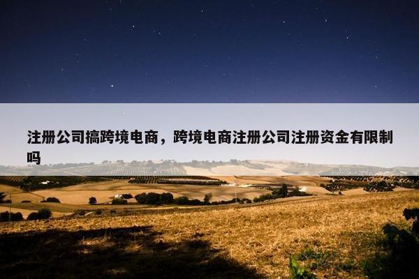 注册公司搞跨境电商，跨境电商注册公司注册资金有限制吗