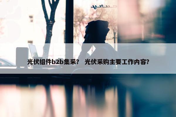 光伏组件b2b集采？ 光伏采购主要工作内容？