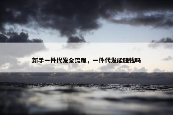 新手一件代发全流程，一件代发能赚钱吗