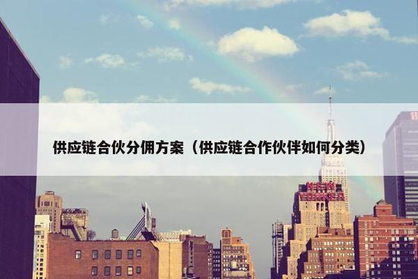供应链合伙分佣方案（供应链合作伙伴如何分类）