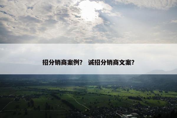 招分销商案例？ 诚招分销商文案？