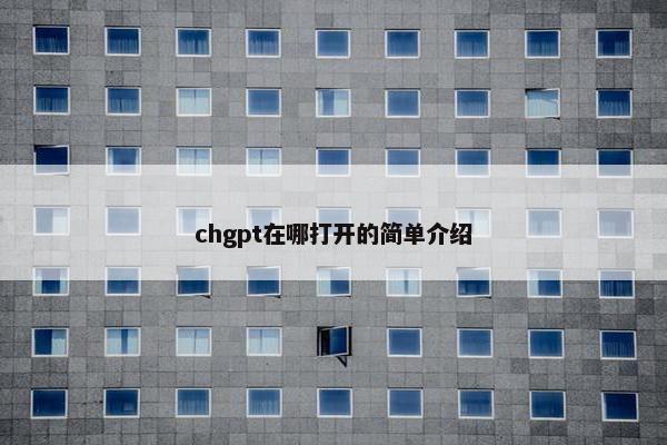 chgpt在哪打开的简单介绍
