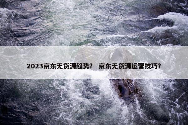 2023京东无货源趋势？ 京东无货源运营技巧？