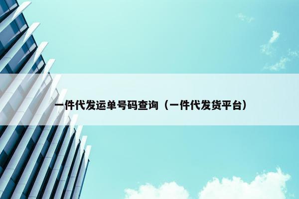 一件代发运单号码查询（一件代发货平台）