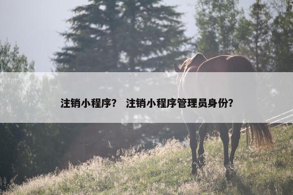 注销小程序？ 注销小程序管理员身份？