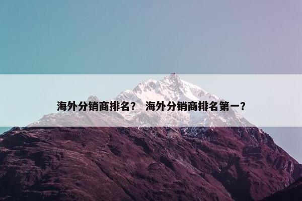 海外分销商排名？ 海外分销商排名第一？