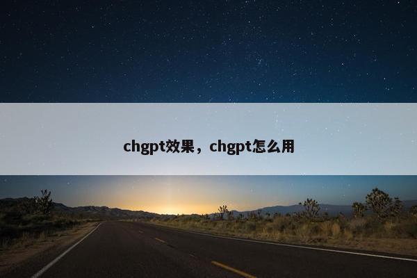 chgpt效果，chgpt怎么用