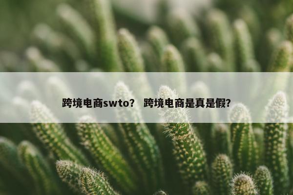 跨境电商swto？ 跨境电商是真是假？