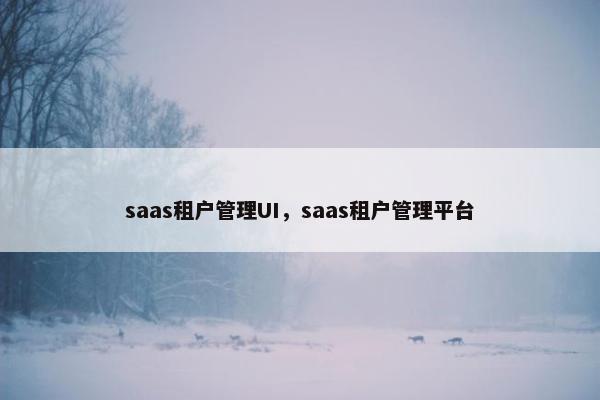 saas租户管理UI，saas租户管理平台