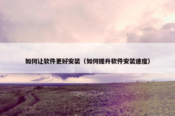如何让软件更好安装（如何提升软件安装速度）