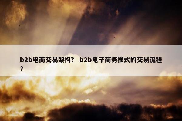 b2b电商交易架构？ b2b电子商务模式的交易流程？