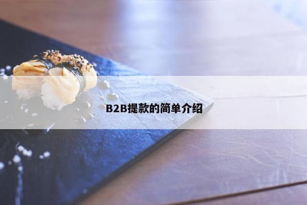 B2B提款的简单介绍