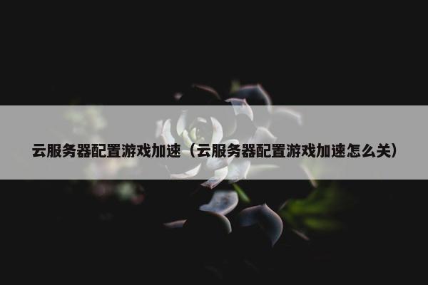 云服务器配置游戏加速（云服务器配置游戏加速怎么关）