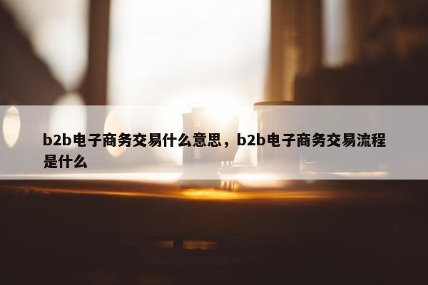 b2b电子商务交易什么意思，b2b电子商务交易流程是什么