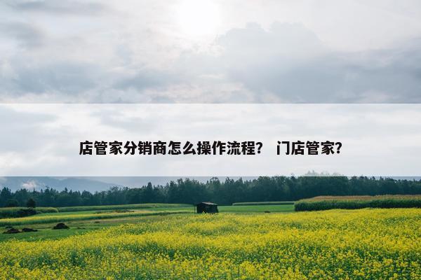 店管家分销商怎么操作流程？ 门店管家？