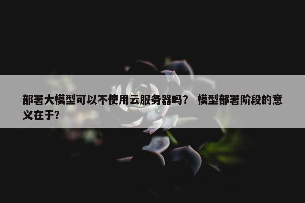 部署大模型可以不使用云服务器吗？ 模型部署阶段的意义在于？