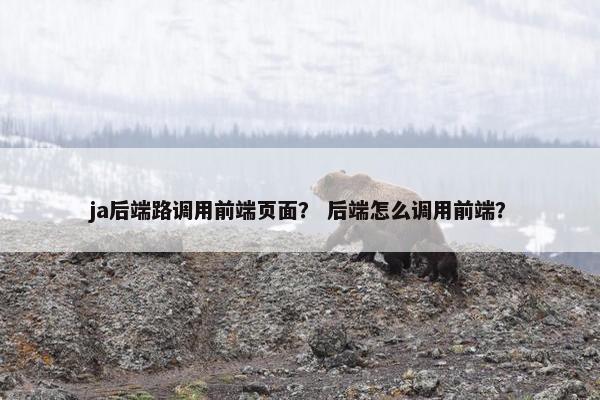 ja后端路调用前端页面？ 后端怎么调用前端？