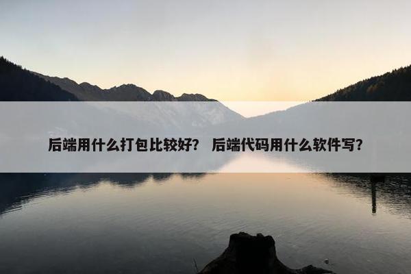 后端用什么打包比较好？ 后端代码用什么软件写？