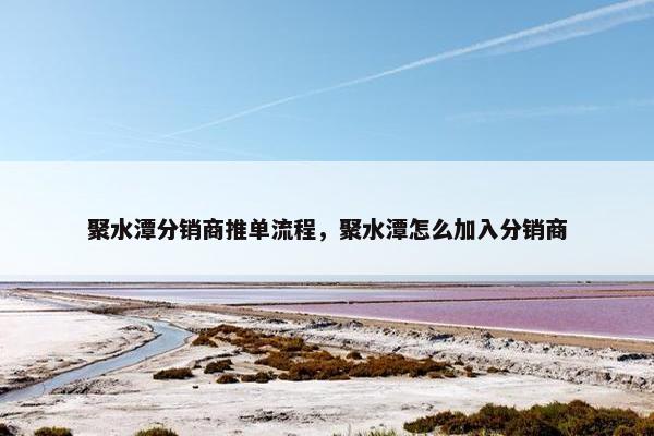 聚水潭分销商推单流程，聚水潭怎么加入分销商
