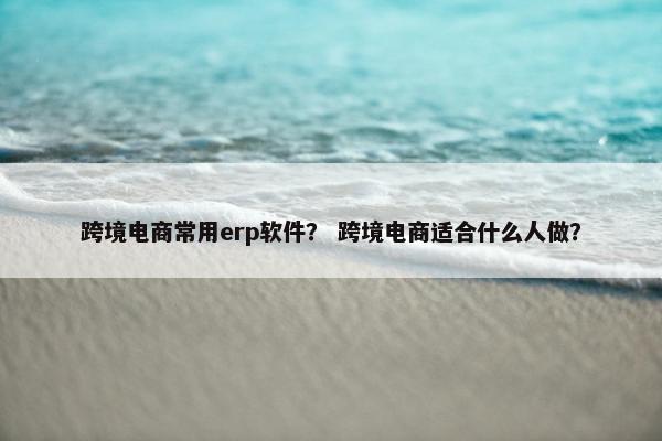 跨境电商常用erp软件？ 跨境电商适合什么人做？
