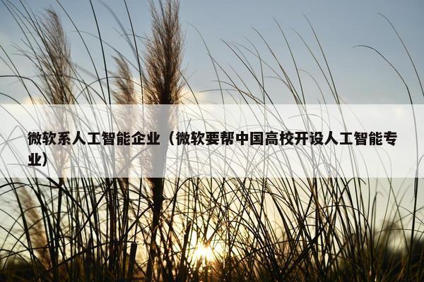微软系人工智能企业（微软要帮中国高校开设人工智能专业）