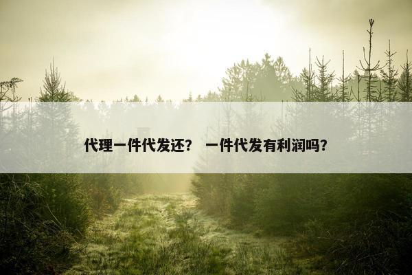 代理一件代发还？ 一件代发有利润吗？