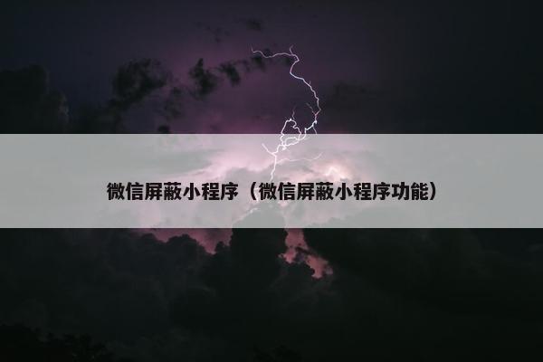 微信屏蔽小程序（微信屏蔽小程序功能）
