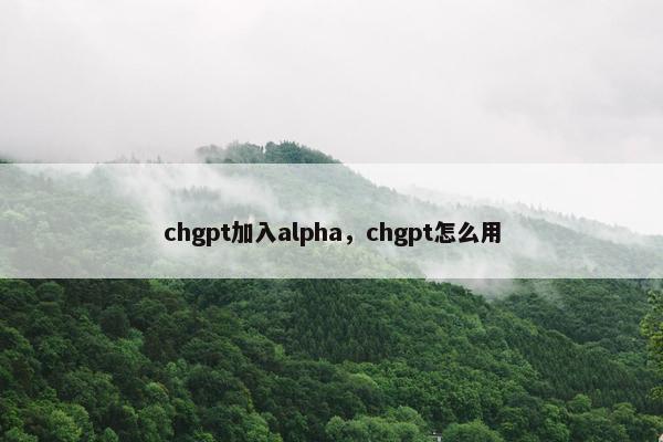 chgpt加入alpha，chgpt怎么用