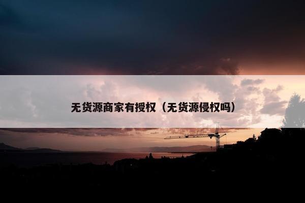 无货源商家有授权（无货源侵权吗）