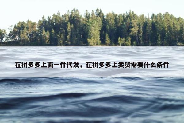 在拼多多上面一件代发，在拼多多上卖货需要什么条件