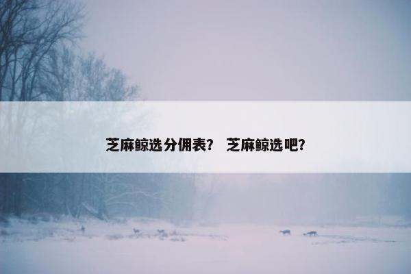 芝麻鲸选分佣表？ 芝麻鲸选吧？