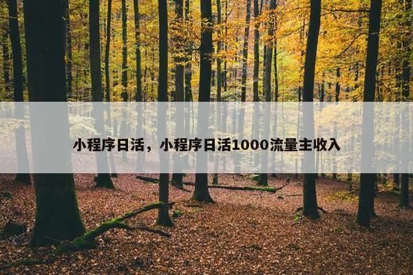 小程序日活，小程序日活1000流量主收入